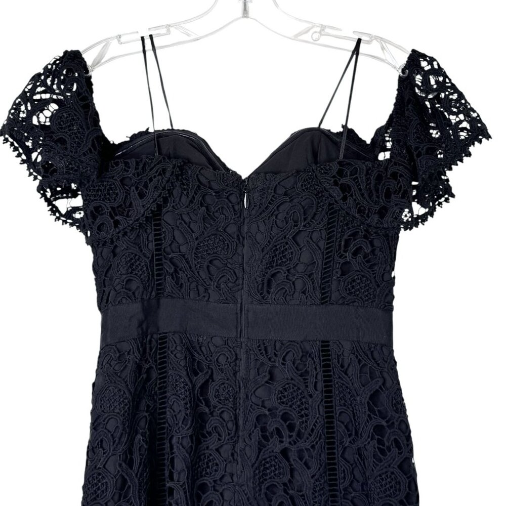 Adelyn Rae Maddie Off The Shoulder Black Lace Mini Dress Size S - Picture 8 of 13